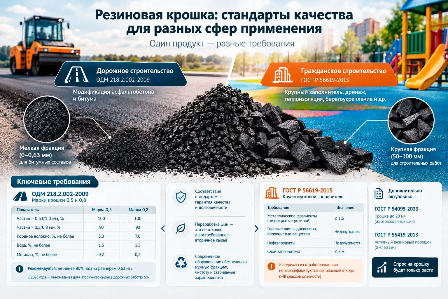 Резиновая крошка - стандарты и требования